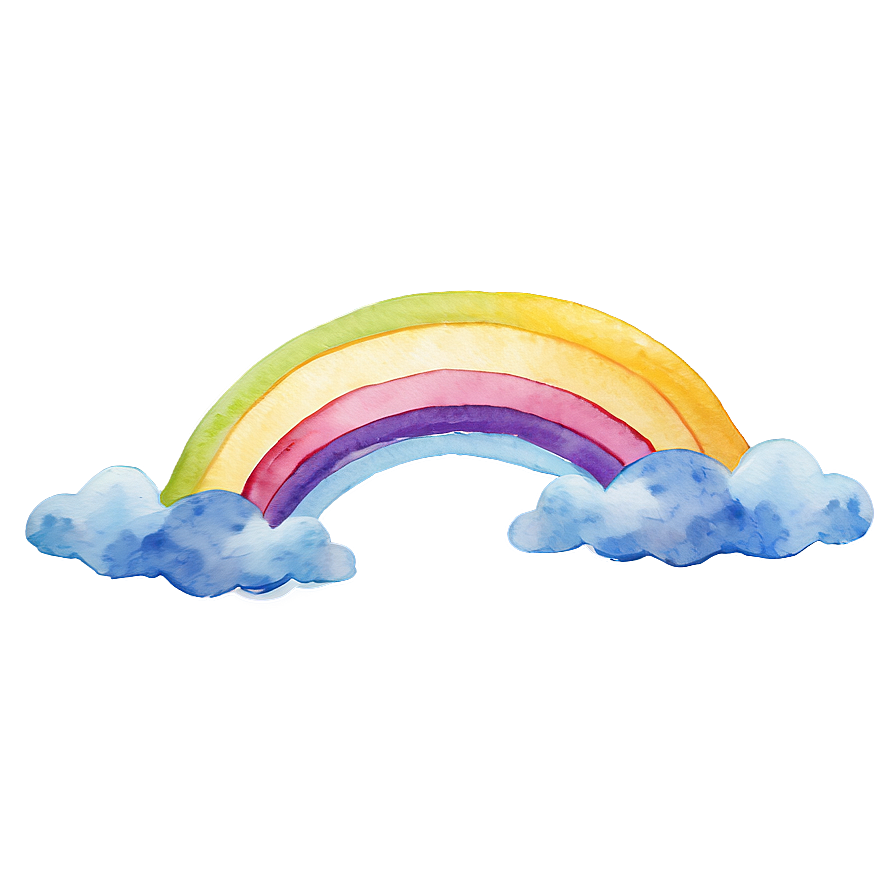 Rainbow With Clouds In Watercolor Png 98 PNG image