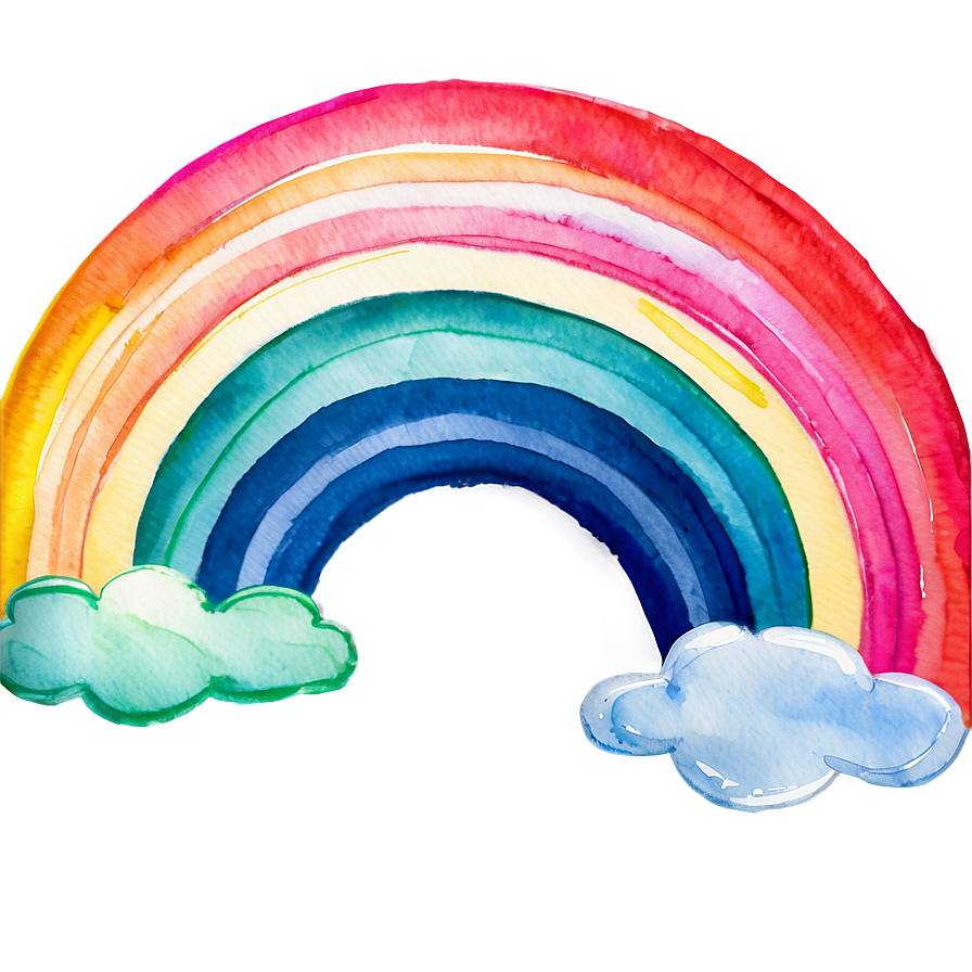 Rainbow With Clouds In Watercolor Png 99 PNG image