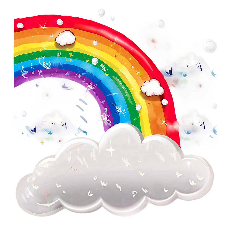 Rainbow With Cumulus Clouds Png Vhw62 PNG image