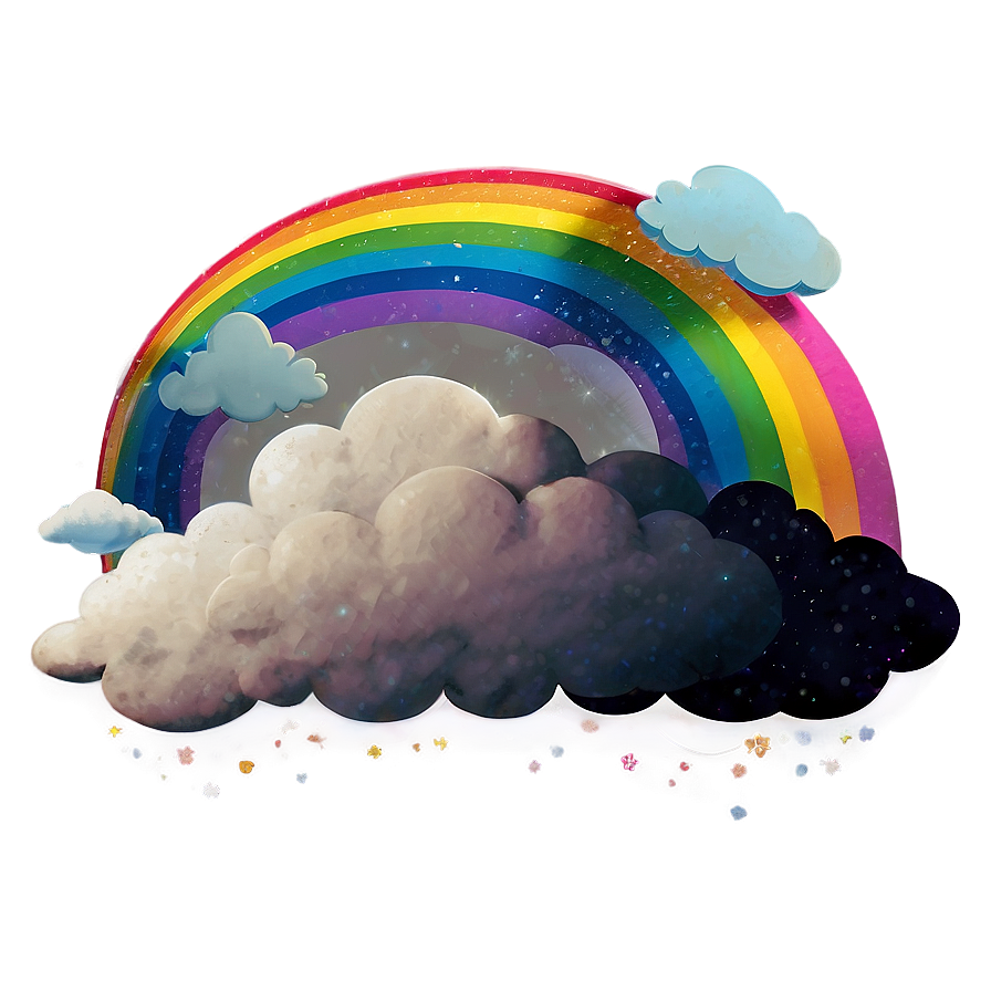 Rainbow With White Clouds Png Rdq PNG image