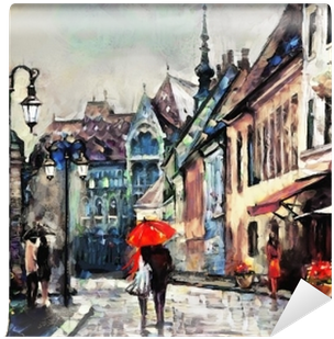 Rainy Dayin Budapest Painting PNG image