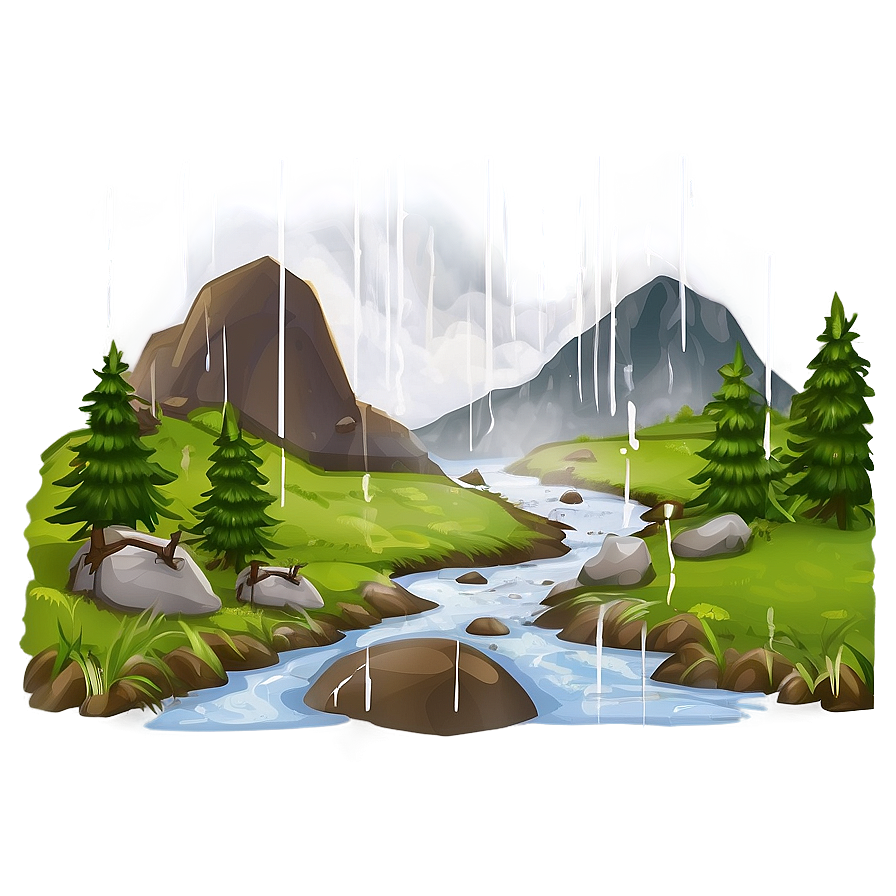 Rainy Mountain Scene Png 05032024 PNG image