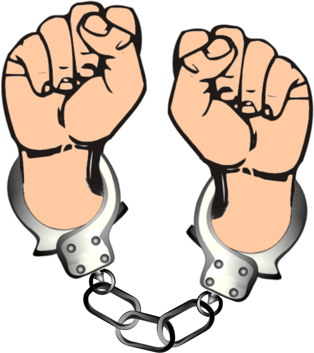 Raised Fistsin Handcuffs Clipart PNG image