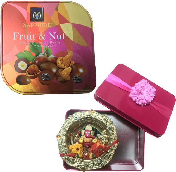 Raksha Bandhan Gift Setand Sweets Tin PNG image