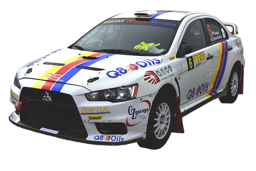 Rally Car Mitsubishi Lancer Evolution Sponsor Decals PNG image