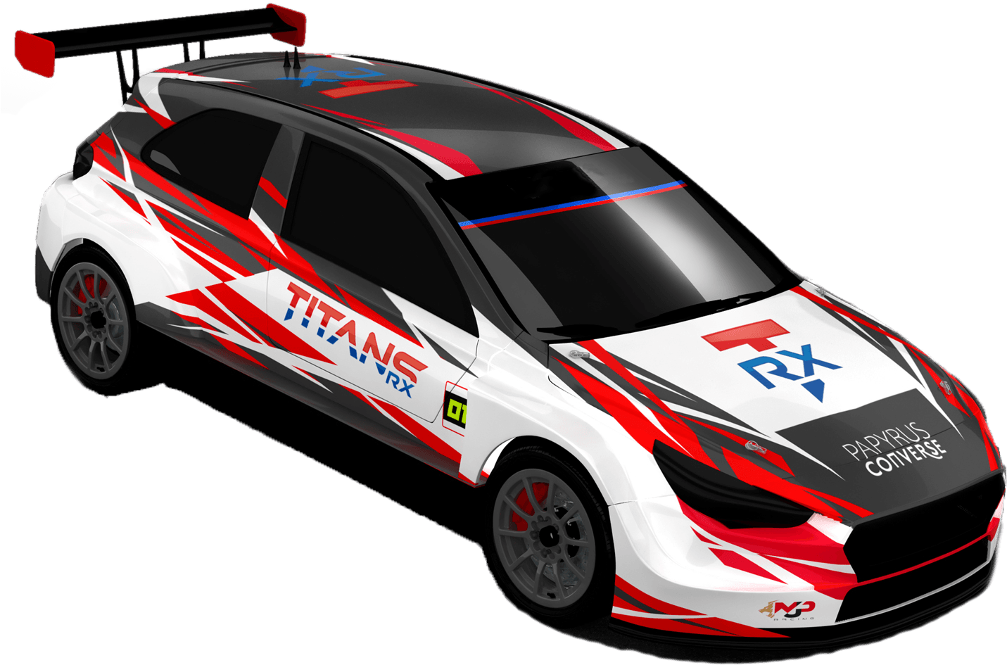 Rallycross Car Redand White Design PNG image