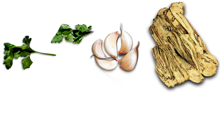 Ramen Ingredients Parsley Garlic Ginger PNG image