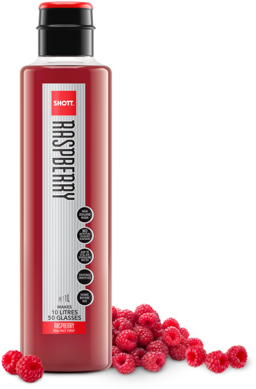 Raspberry Syrup Bottlewith Fresh Raspberries PNG image