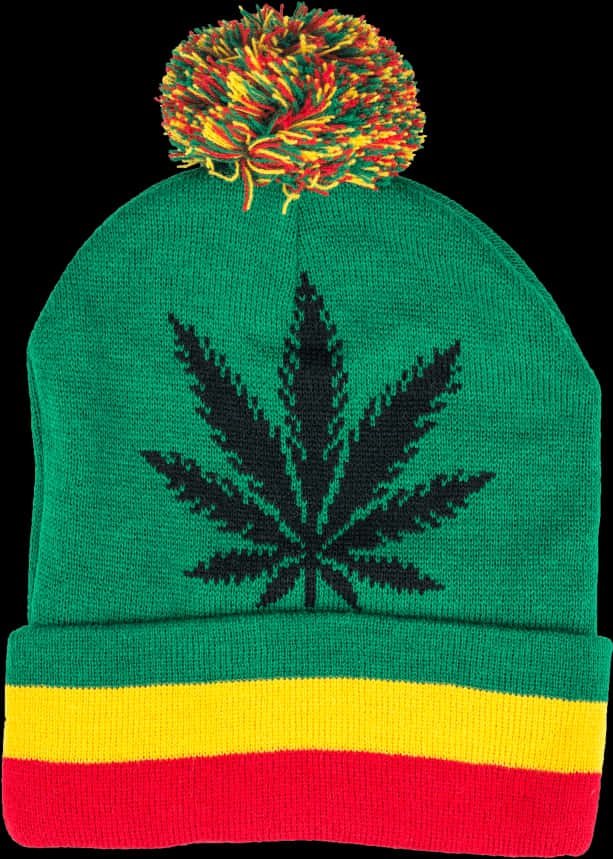Rasta Beanie With Cannabis Leaf PNG image
