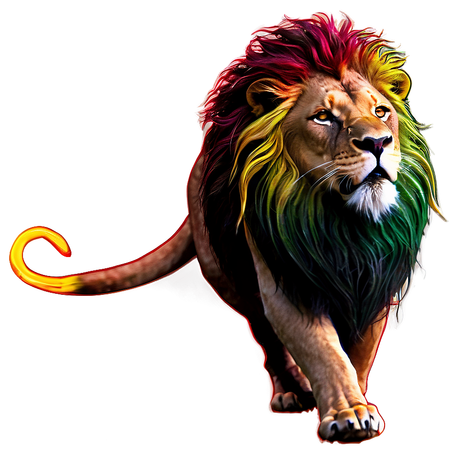 Rasta Lion On Fire Background Png Qok PNG image