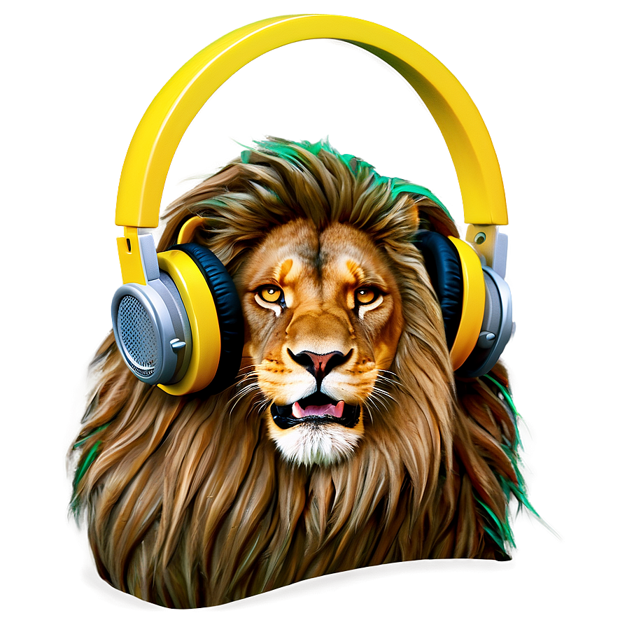 Rasta Lion With Headphones Png Bla PNG image