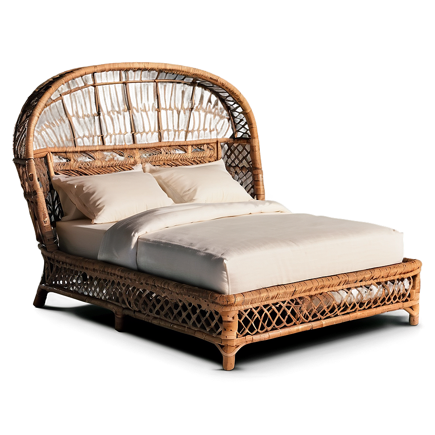 Rattan Bed Bohemian Png Vqa PNG image