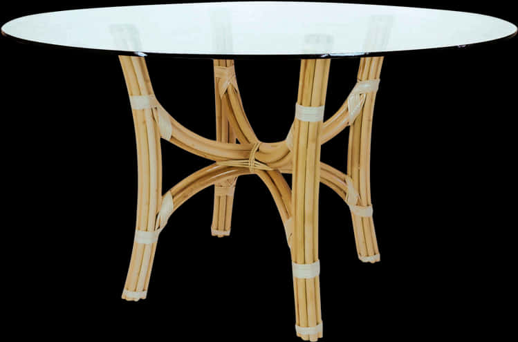 Rattan Glass Top Table PNG image