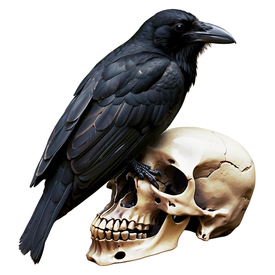 Raven Perched On Skull Png 06122024 PNG image