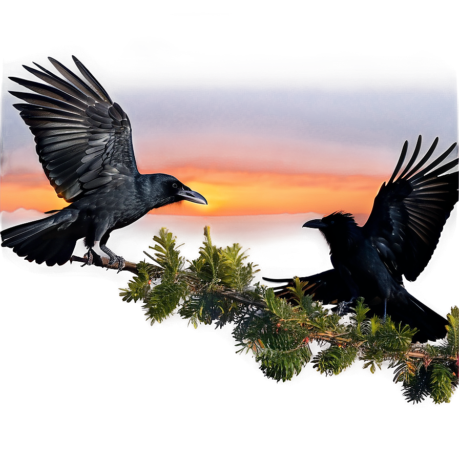 Ravens Flock At Sunset Png 06122024 PNG image