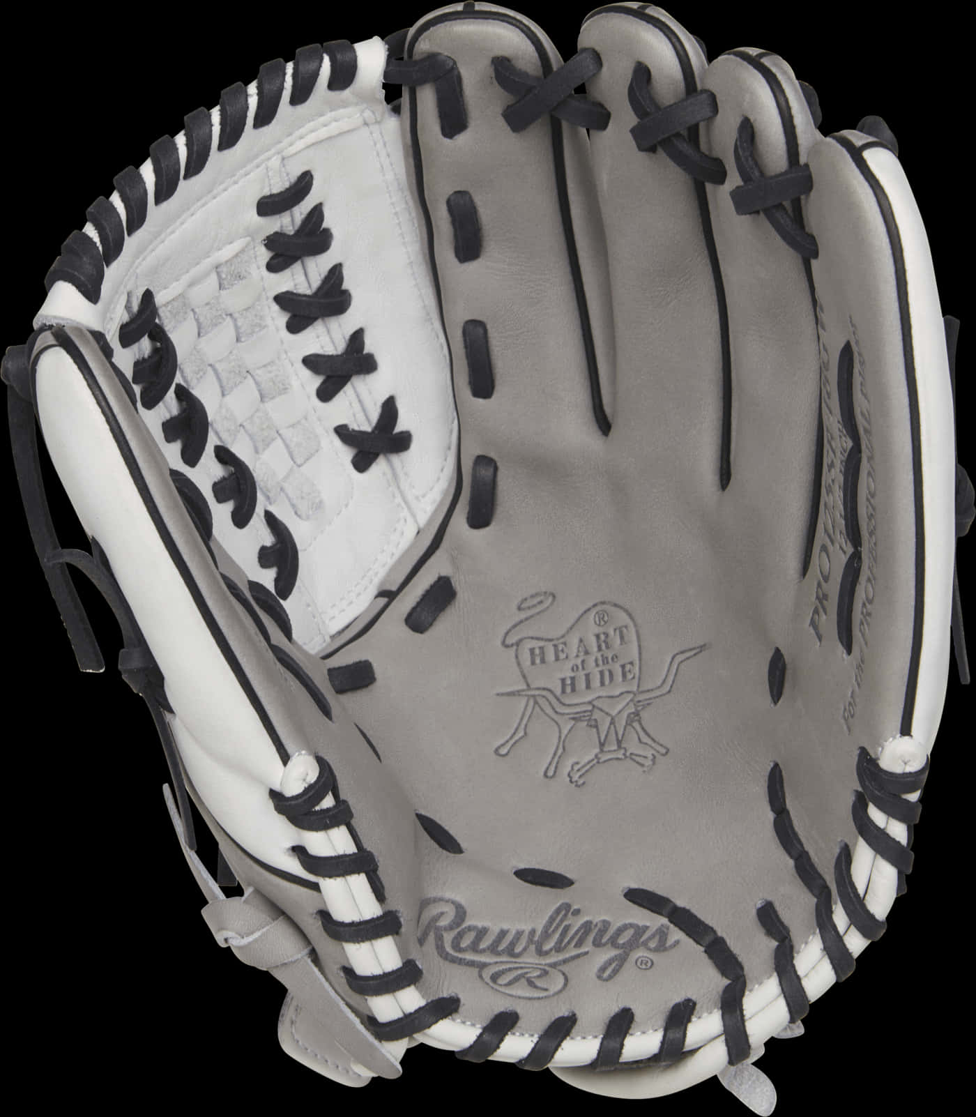 Rawlings Softball Glove Gray Black PNG image