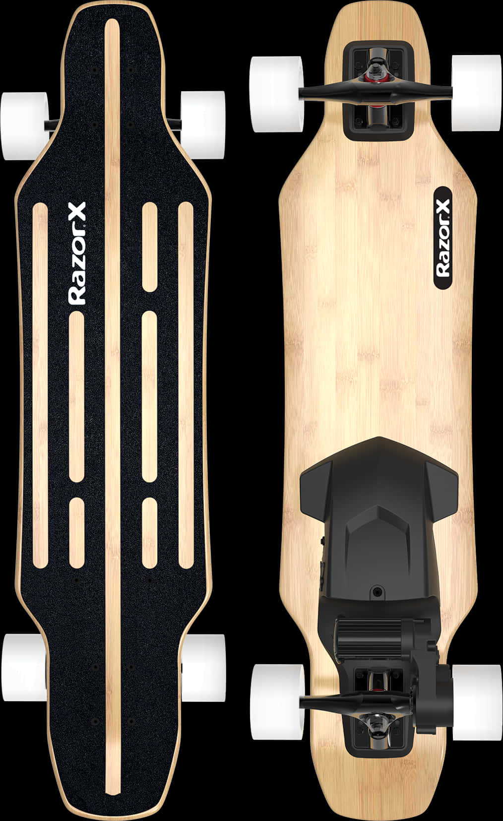 Razor X Electric Skateboard Topand Bottom View PNG image