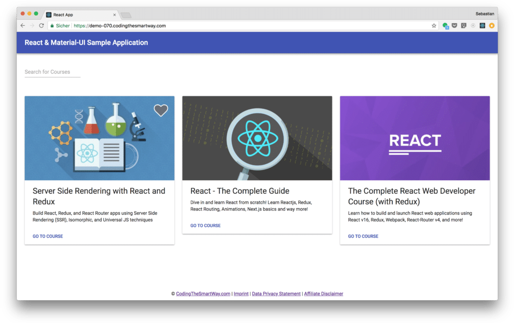 React Material U I Course Platform Screenshot PNG image