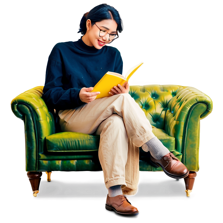 Reading Book On Sofa Png Avg74 PNG image