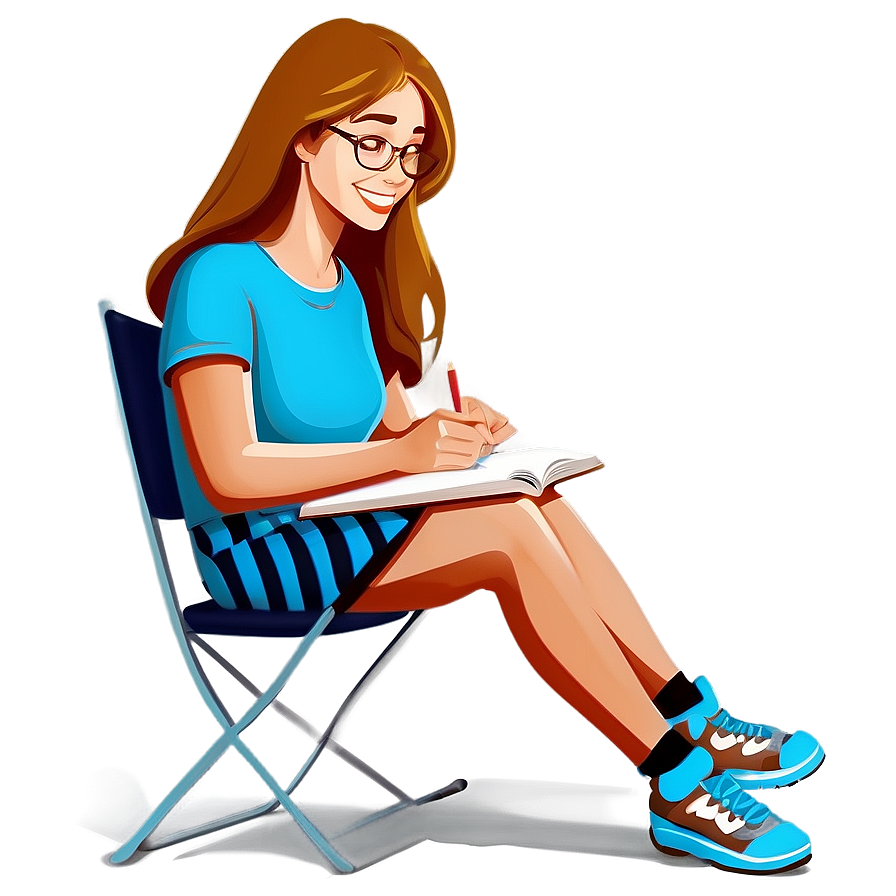 Reading Girl Cartoon Png 06132024 PNG image