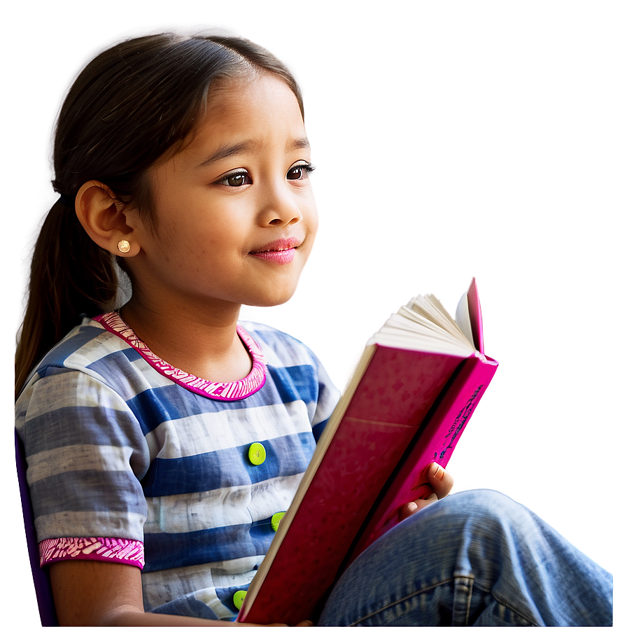 Reading Girl Cartoon Png 06132024 PNG image