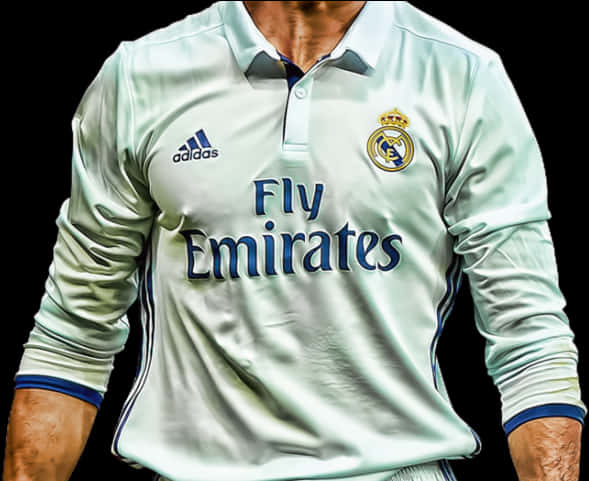 Real Madrid Playerin White Kit PNG image