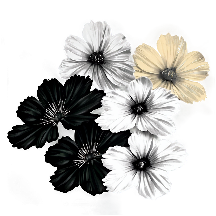 Realistic Black And White Flowers Png Ayb13 PNG image