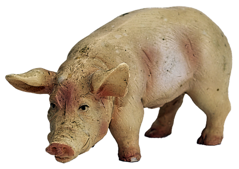 Realistic Pig Figurineon Black Background PNG image