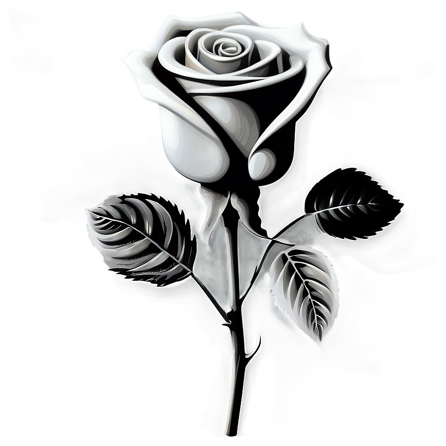 Realistic Rose Black And White Png Dhc PNG image