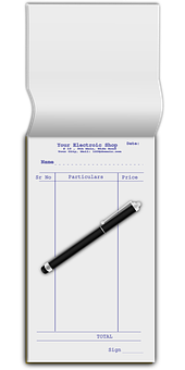Receiptand Pen Graphic PNG image