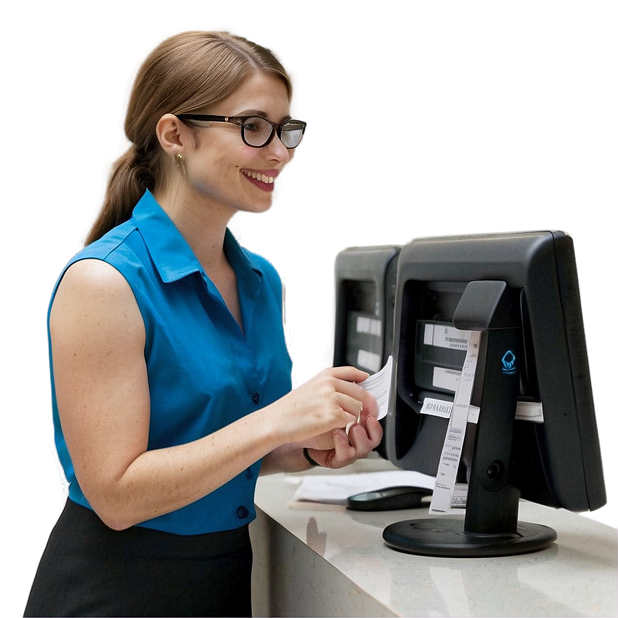 Receptionist Helping Visitor Png Fub PNG image