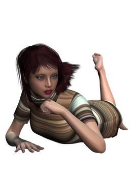 Reclining3 D Animated Female Character PNG image