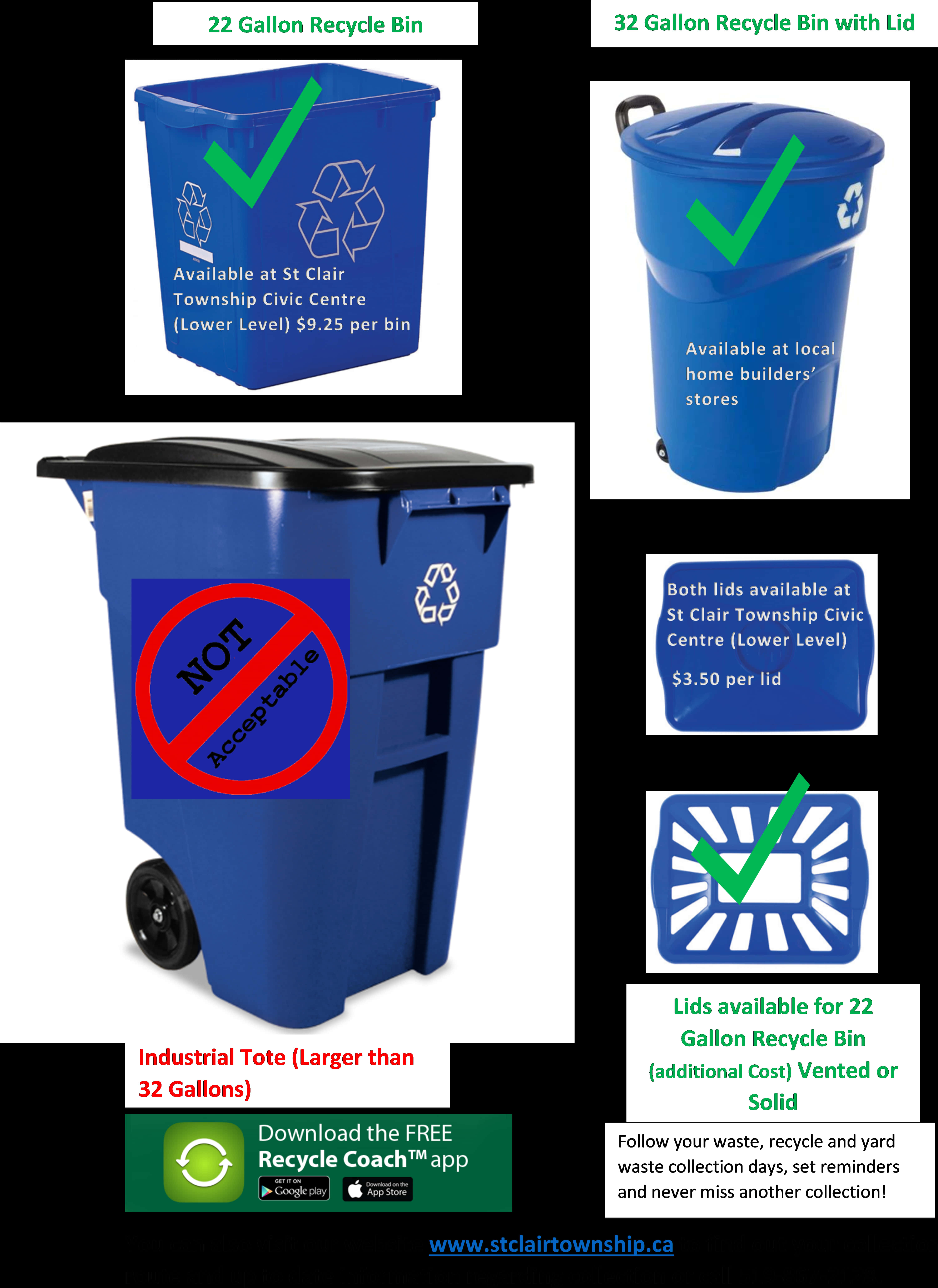 Recycling Bins Selection Guide PNG image