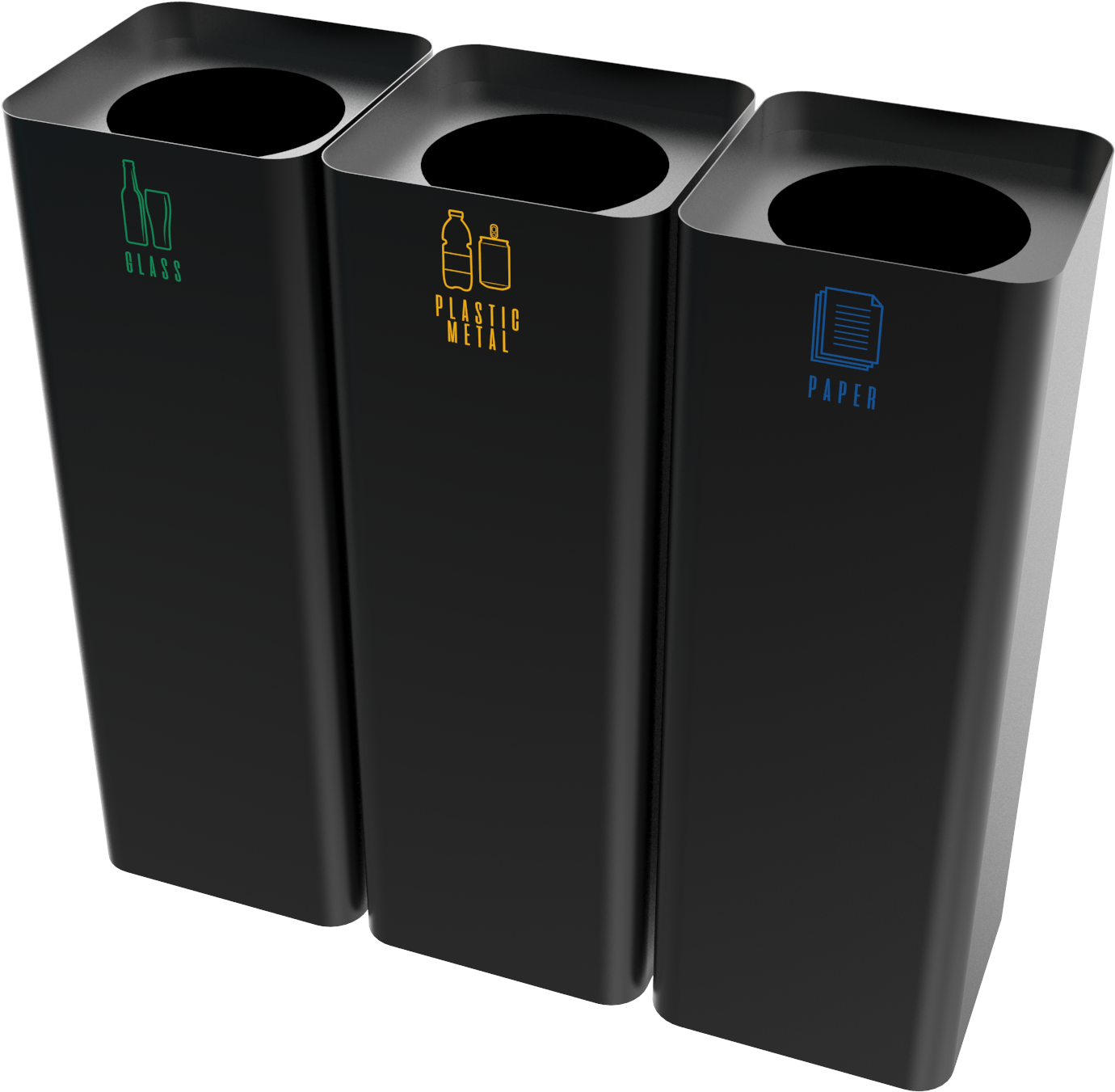 Recycling Bins Separation Glass Plastic Paper PNG image