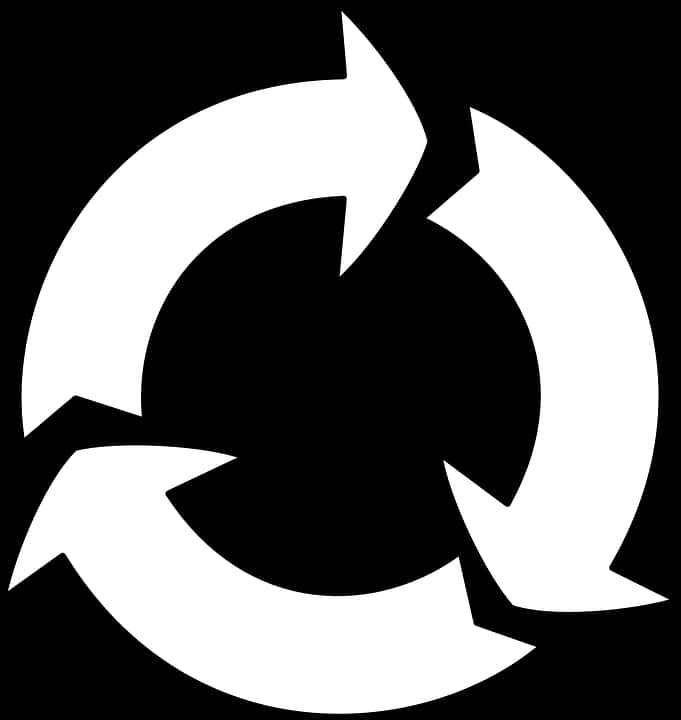 Recycling Symbol Blackand White PNG image