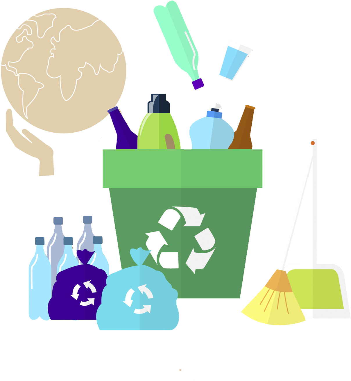 Recyclingand Cleaning Concept PNG image