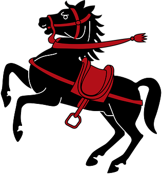 Red Accented Horse Line Art PNG image