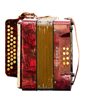 Red Accordion Isolatedon Black PNG image