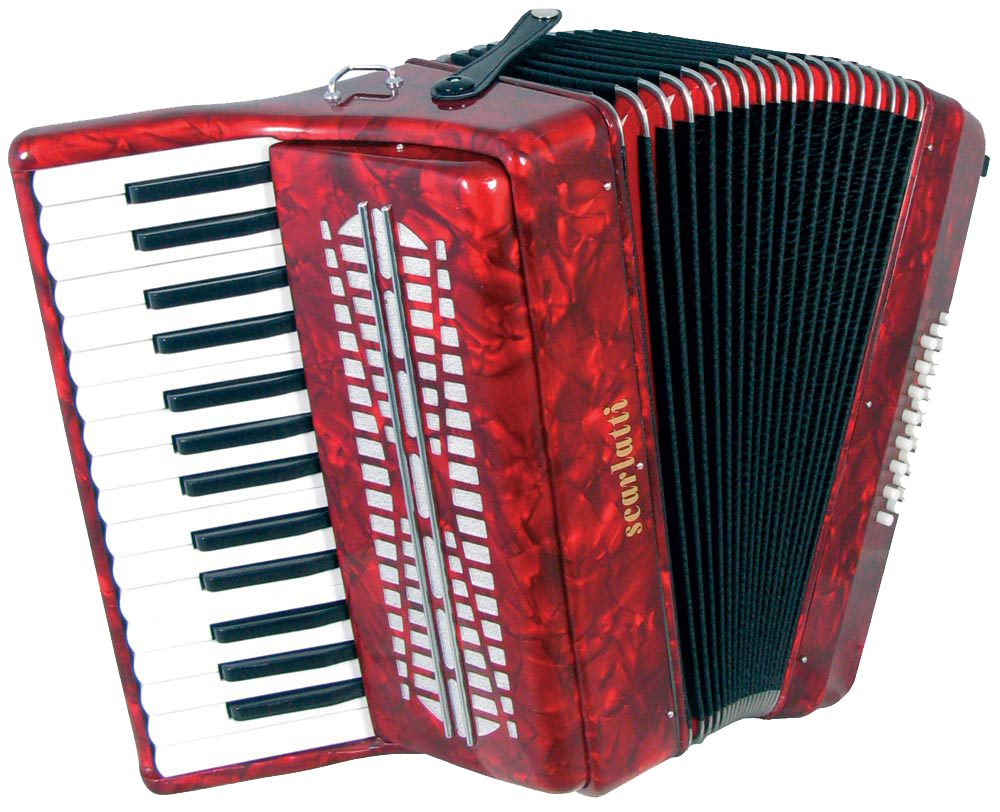 Red Accordion Musical Instrument PNG image
