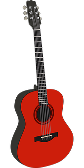 Red Acoustic Guitar Illustration PNG image