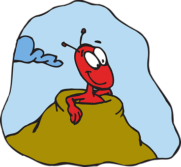 Red Ant Cartoon On Hill PNG image