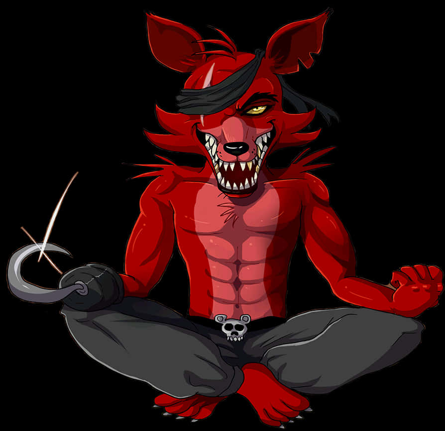 Red_ Anthro_ Wolf_ Character PNG image