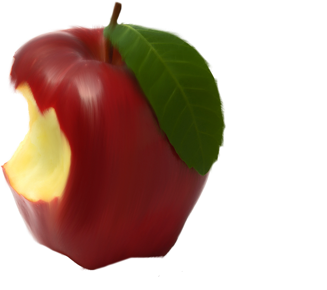 Red Apple With Biteand Leaf PNG image