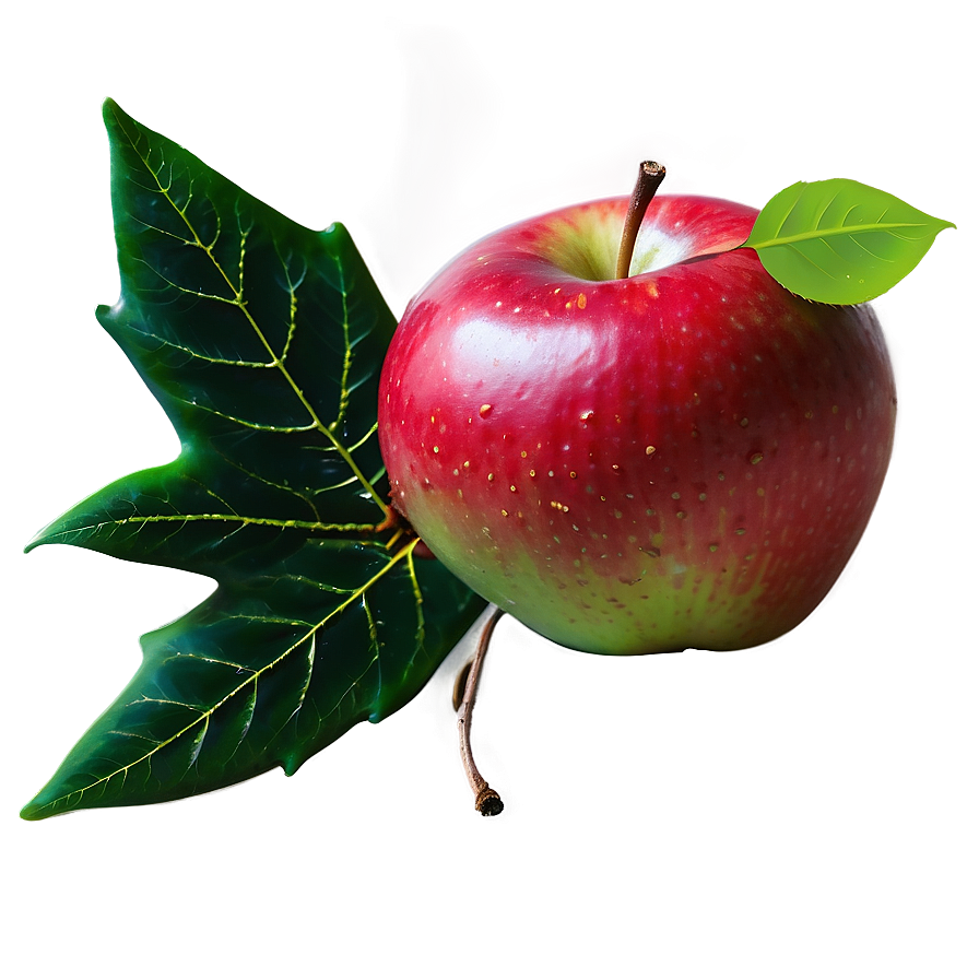 Red Apple With Leaf Png Pwc80 PNG image