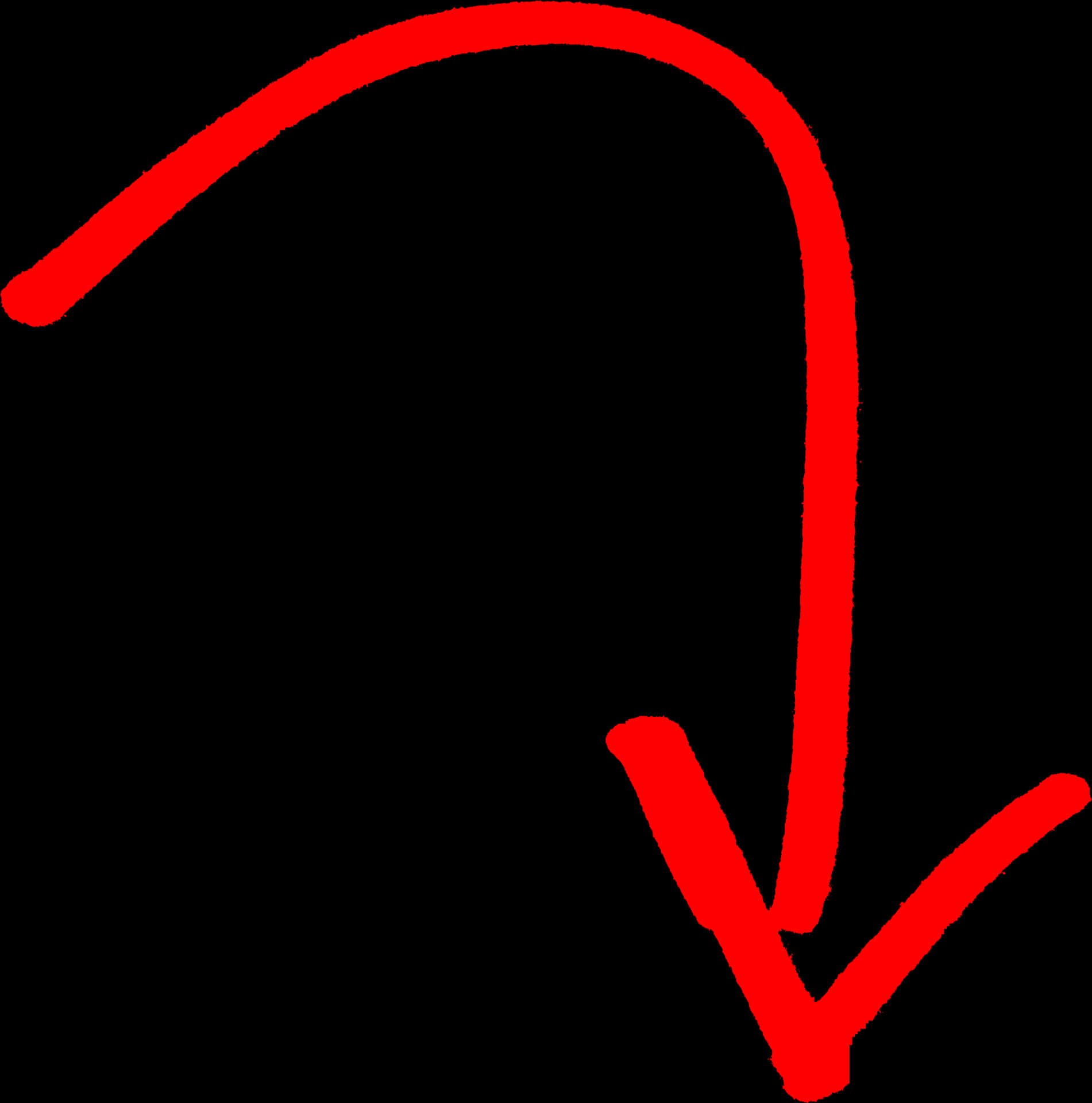 Red Arrow Curving Downward PNG image