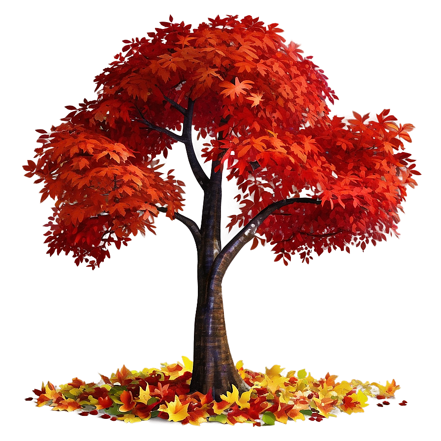 Red Autumn Tree Png 06122024 PNG image