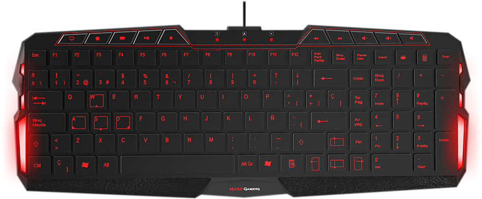 Red Backlit Gaming Keyboard PNG image