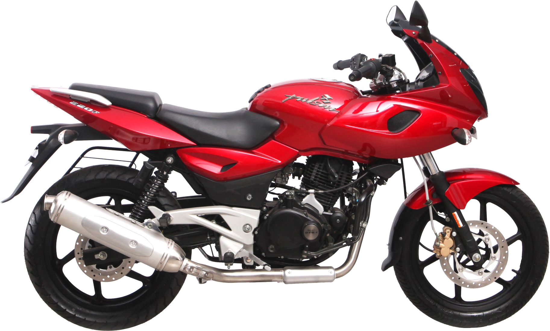 Red Bajaj Pulsar Motorcycle Transparent Background PNG image