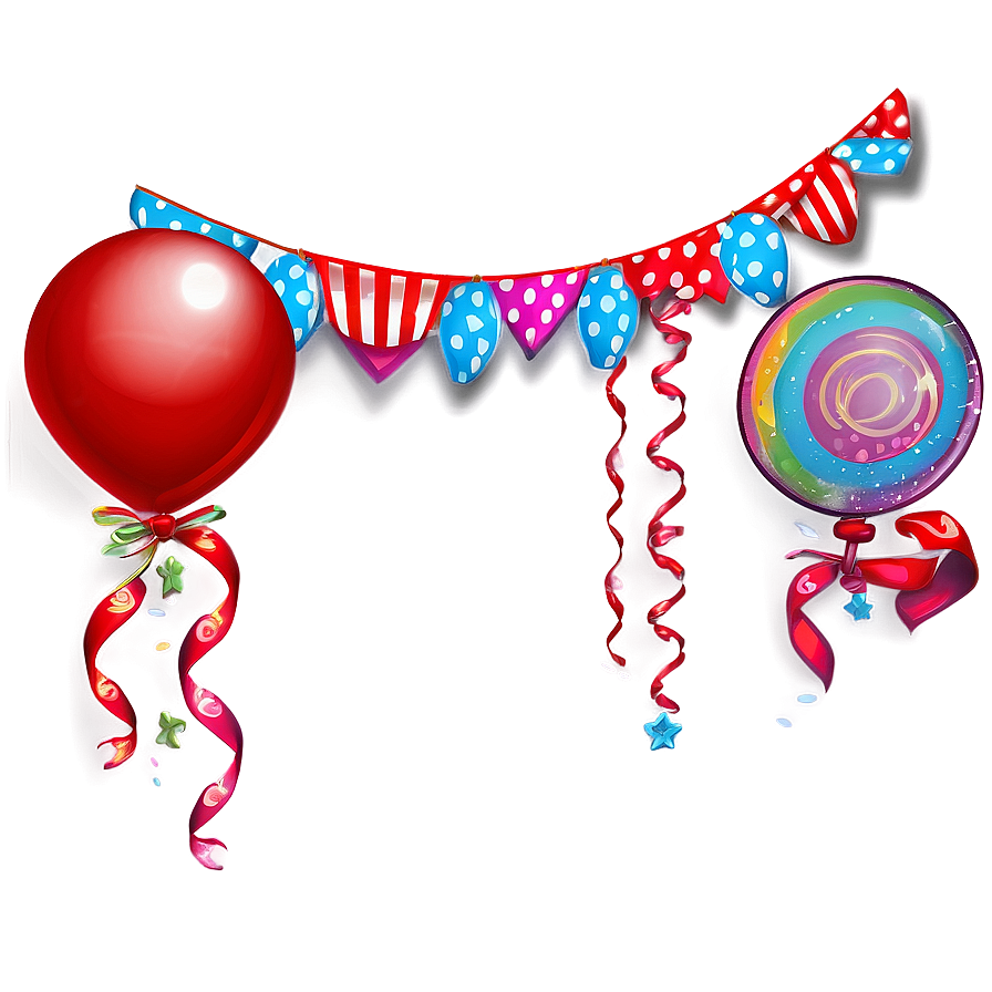 Red Balloons And Streamers Png 06132024 PNG image