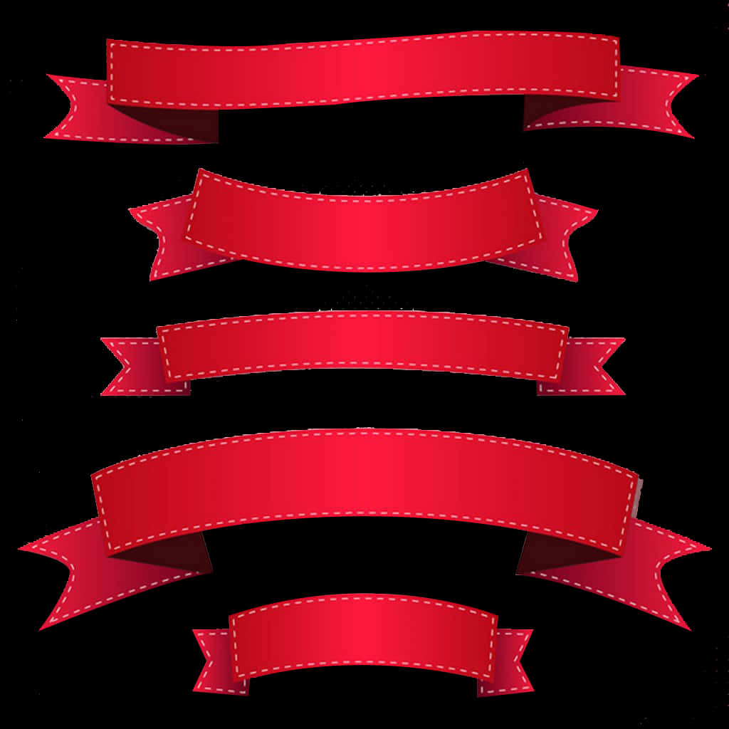 Red Banner Ribbons Set PNG image